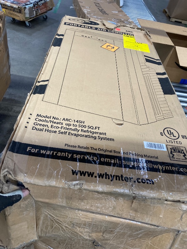 Photo 1 of Whynter Portable Air Conditioner 14,000 BTU & Heater with Dual Hose Dehumidifier & Cooling Fan for 500 Sq Ft Rooms, Includes AC Unit Window Kit, ARC-14SH (9,200 SACC)