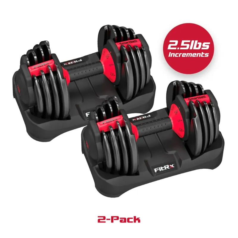Photo 1 of ***ONLY ONE**FitRx SmartBell 2-Pack, Two 25lbs. Quick-Select 9 in 1 Adjustable Dumbbell for Home Gym, 5-25lbs. Weight in 2.5lbs Increments