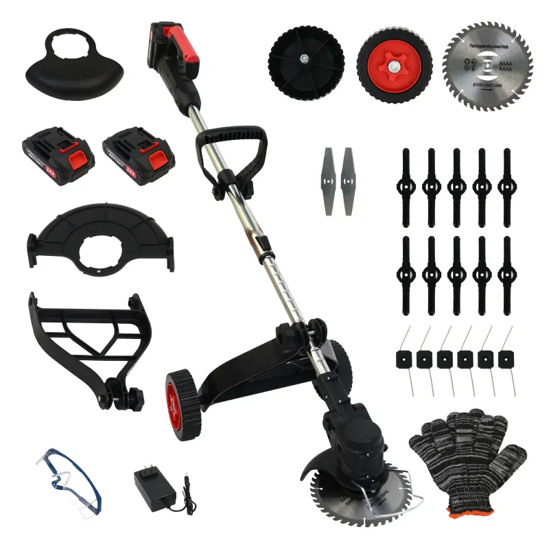 Photo 1 of BAOKALER Cordless Electric Weed Wacker String Trimmer with Wheels, Equipped with Three Types of Blades and 2 Battery