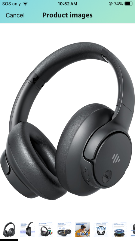 Photo 1 of Active Noise Cancelling Wireless Over Ear Bluetooth Headphones with Microphone, Transparency Mode, 70H Playtime, Hi-Res Audio, Deep Bass, Bluetooth 5.3, Lightweight Design, Black