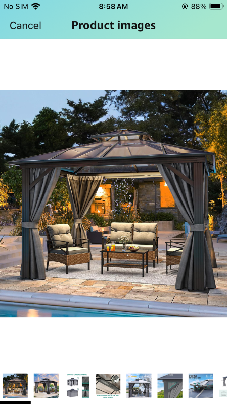 Photo 1 of YITAHOME 10X10FT Polycarbonate Hardtop Gazebo Outdoor Patio Double Top Canopy Galvanized Iron Aluminum Column Garden Tent Curtains Netting for Backyards Decks Lawns,Gray