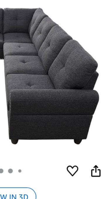Photo 1 of ***MISSING PIECES/INCOMPLETE SET***Devion Furniture Polyester Fabric Sectional Sofa with Lift-top Storage Ottoman, Tufted Design, in Dark Gray Finish