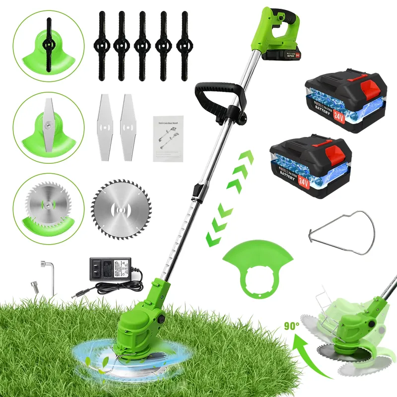 Photo 1 of 4V 650W Lawn Mover Electric Grass Trimmer Cordless W/2 Batteries, Battery Weed Eater, Electric Weed Wacker, Lawn Mower Cordless Pruning Cutter Weed Wacker Garden Trimming To