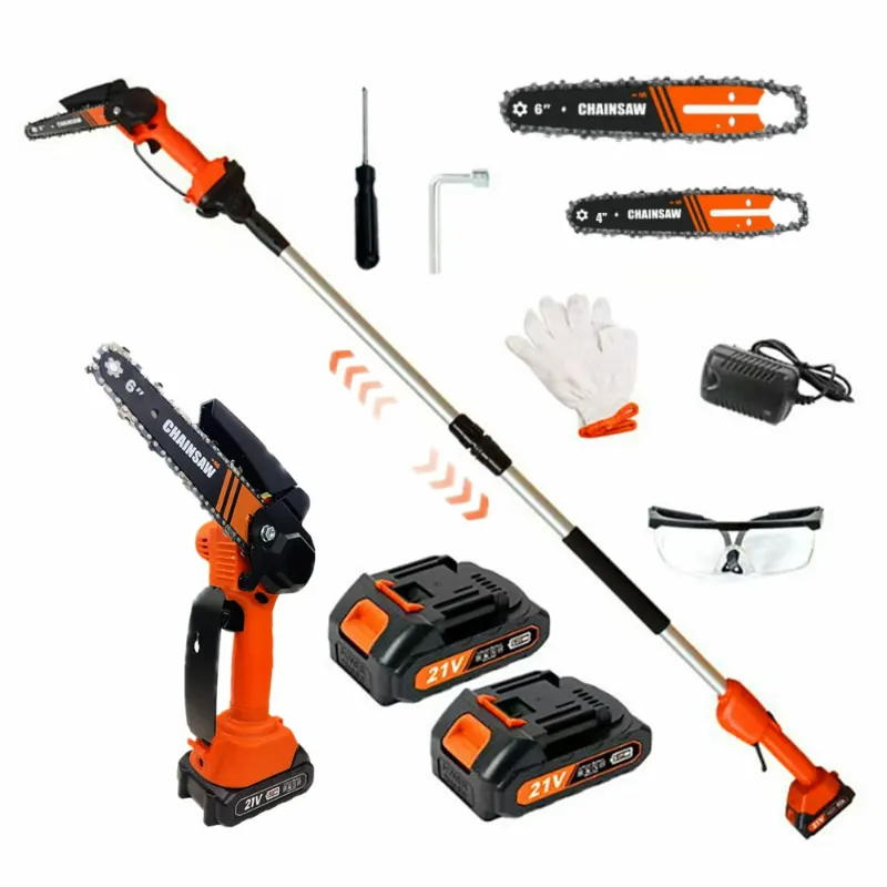 Photo 1 of ***PARTS ONLY, THE ITEM IS BROKEN*** in 1 Cordless 6 inch Pole Saw & Mini Chainsaw with 2 Battery, Power Electric Polesaw for Tree Trimming, Chain Saw with Extension Pole, Limb Branch Cutter Pr
