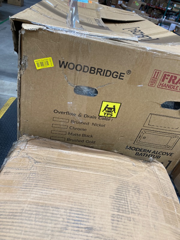 Photo 1 of ***THERE ARE MINOR CRACK AT THE TOP***WOODBRIDGE 67" Acrylic Freestanding Bathtub Contemporary Soaking White Tub with Brushed Nickel Overflow and Drain?B-0013
