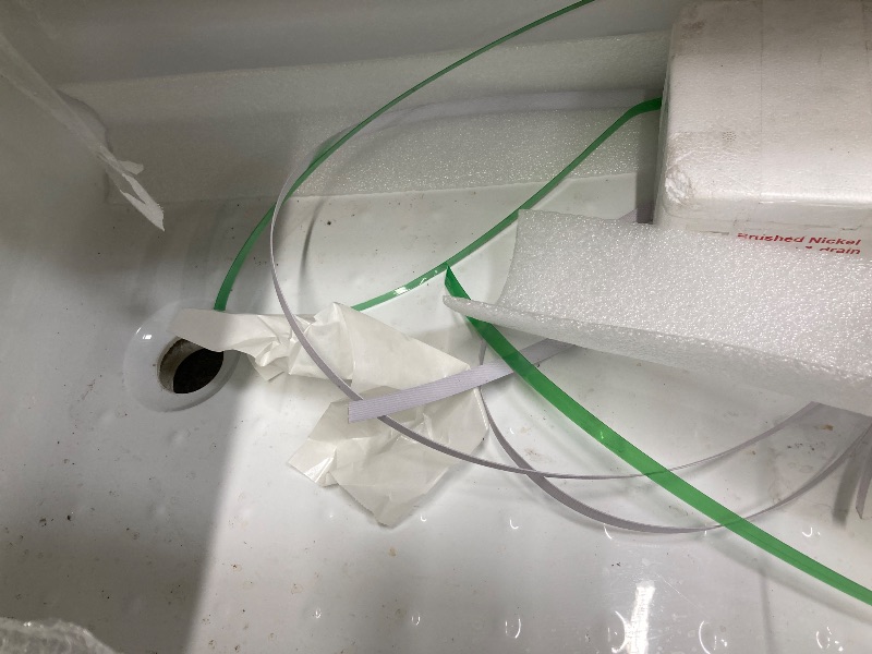 Photo 1 of ***THERE ARE MINOR CRACK AT THE TOP***WOODBRIDGE 67" Acrylic Freestanding Bathtub Contemporary Soaking White Tub with Brushed Nickel Overflow and Drain?B-0013