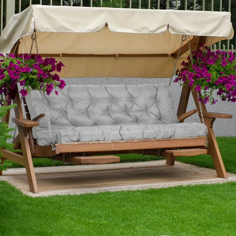 Photo 1 of 59x43.3x3.9in 2-3 Seater Waterproof Swing Bench Cushion, Furniture Swing Cushion w/ Backrest 8 Tie Straps
