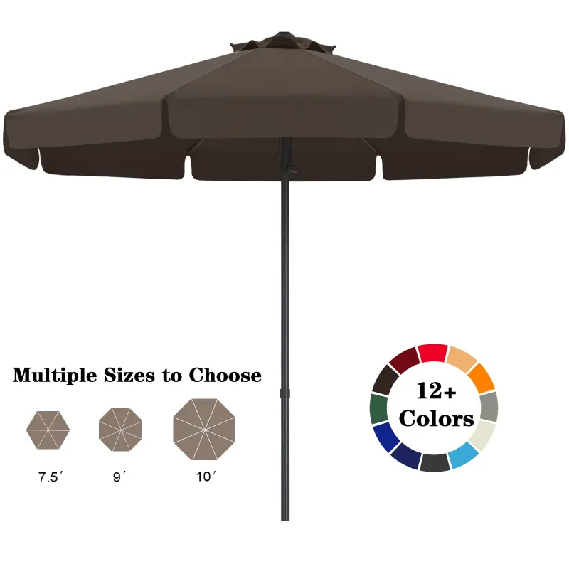 Photo 1 of ABCCANOPY 9ft Outdoor Market Hand Push Patio Umbrella With Hanging Edge,12+Colors, Brown
