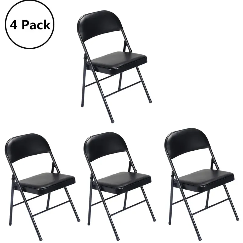 Photo 1 of 
UBesGoo 4 Pack Folding Chairs Cushioned Padded Seat Wedding Chairs with Metal Frame Home Office Party Use, Black