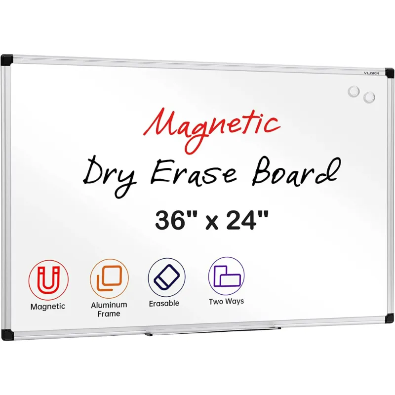 Photo 1 of 
VUSIGN Magnetic Whiteboard Dry Erase Board, 36 X 24 Inches, Wall Mounted White Board with Pen Tray, Silver Aluminium Frame