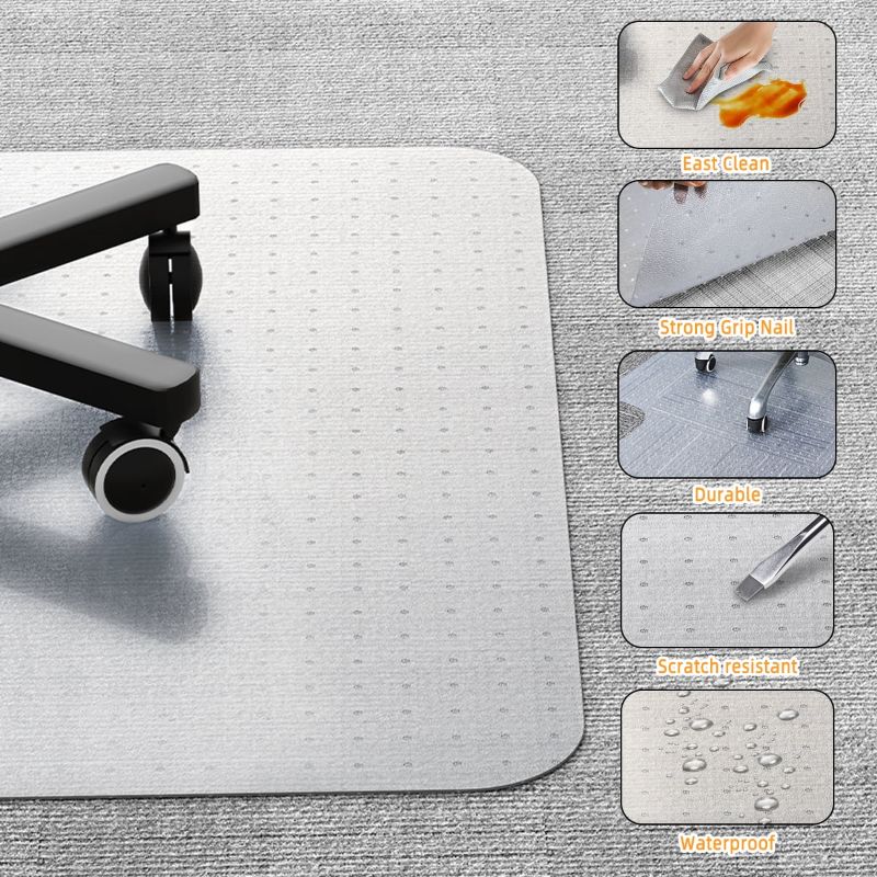 Photo 1 of 
Office Carpet Chair Mat with Lip, 45" x 53" Office Chair Mat, Transparent Carpet Floor Mats with Grippers for Work, Home, Gaming