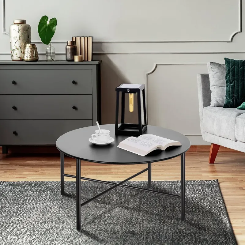 Photo 1 of 
CERBIOR Patio Round Steel Coffee Table, Weather Resistant Anti-Rust and Waterproof Indoor and Outdoor Large Side Table, for Garden Living Room Bedroom Balcony?Black?