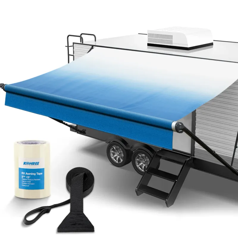 Photo 1 of 
Kohree 20' RV Awning Fabric Replacement,19oz Heavy Duty Premium Grade Vinyl Fabric with Pull Strap for Camper, Trailer, Motorhome,Blue Fade (Fabric 19'2")