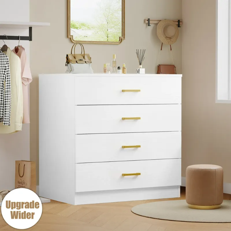 Photo 1 of 
White 4-Drawer Wood Dressers for Bedroom