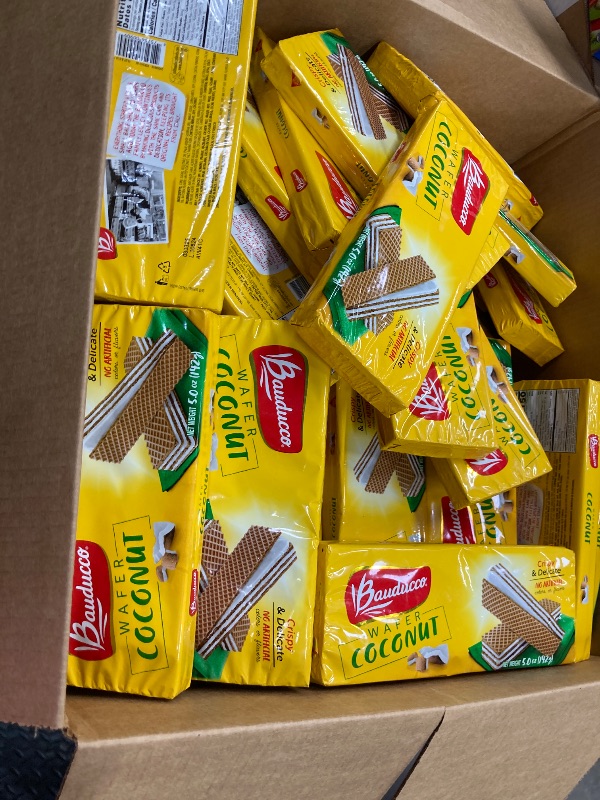 Photo 1 of ***best by 3/25*** Bauducco Coconut Wafers - Crispy Wafer Cookies With 3 Delicious, Indulgent Decadent Layers of Coconut Flavored Cream - Delicious Sweet Snack or Desert - 5.0oz (Pack  50