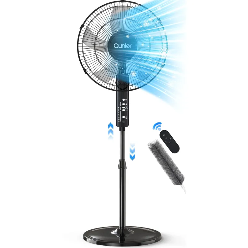 Photo 1 of 16" Pedestal Fan with Remote, 3-Speed Height Adjustment Standing Fan 10H Timer Oscillating Cooling Fan for Bedroom Home Office(Black)
