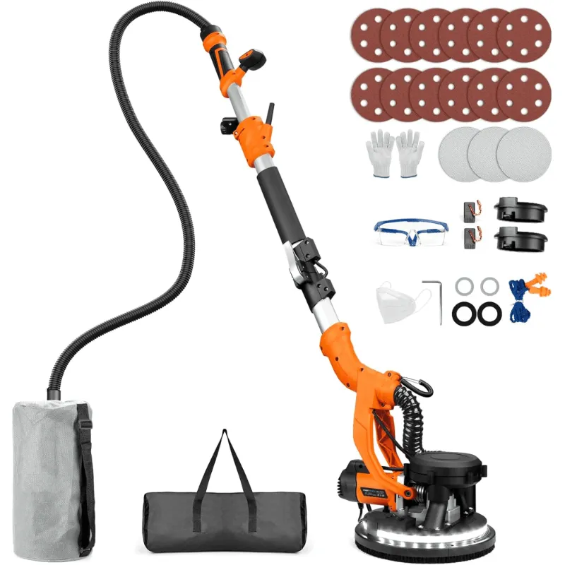 Photo 1 of Drywall Sander, 1000W Popcorn Ceiling Removal Tool, Automatic Drywall Sander with Vacuum Dust Collection, LED Light, 6 Variable Speed 800-2200RPM,15Pcs Sanding Discs, Foldable & Extendable Handle