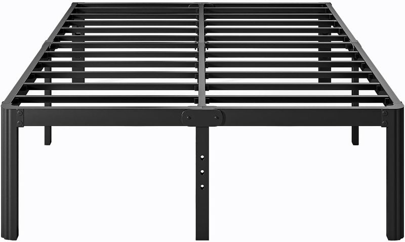 Photo 1 of 18in Full Size Bed Frame No Box Spring Needed, Heavy Duty Metal Platform Bed Frame Full with Round Corners, Easy Assembly, Noise Free, Black