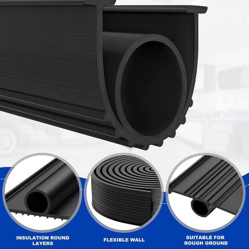 Photo 1 of  Garage Door Seals Bottom Rubber Weather Stripping Kit Seal Strip Replacement,Universal Weatherproof Threshold Buffering Sealing Rubber 5/16 Inch T Ends, 3 3/4 Inch Width (16 Ft, Black)