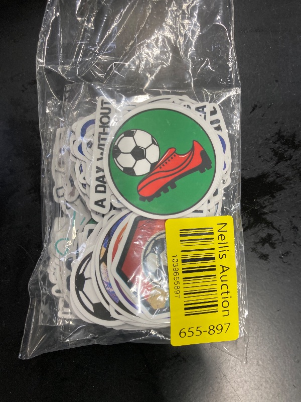 Photo 1 of 100PCS Soccer Stickers for Water Bottle World Cup Laptop Sticker Vinyl Waterproof Stickers Wardrobe Car Skateboard Phone Luggage Guitar Decal for Kids