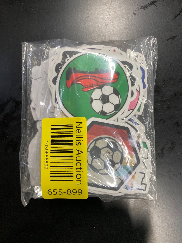 Photo 1 of 100PCS Soccer Stickers for Water Bottle World Cup Laptop Sticker Vinyl Waterproof Stickers Wardrobe Car Skateboard Phone Luggage Guitar Decal for Kids