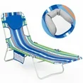 Photo 1 of #Wejoy Beach Lounge Chair Face Down Adjustable Folding Tanning Lawn Chair for Adult (Blue/Green)