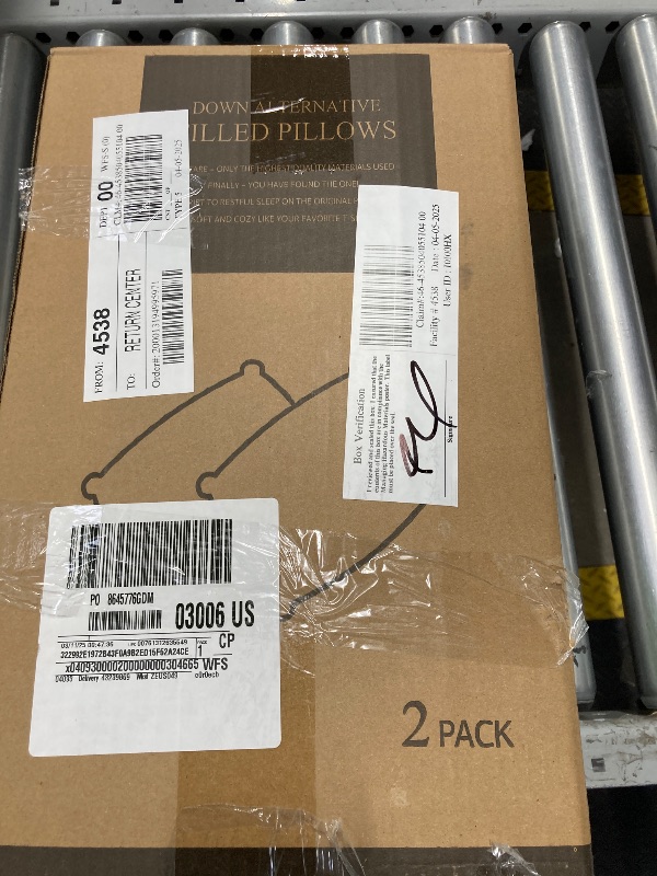 Photo 1 of 2 Pack Down Filled Alternative Pillows ***(ONE OUT OF BOX, NOT VACCUM SEALED, ORIGNAL STOCK PHOTO NOT AVAILABLE)***