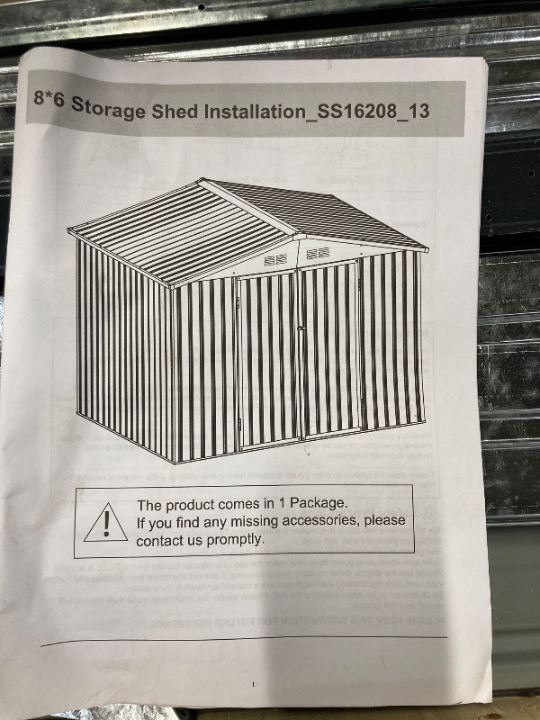 Photo 1 of YODOLLA 8 x 6 ft. Outdoor Metal Storage Shed with Sliding Roof & Lockable Door Dark Gray   ***(BOX RIPPED/TORN)***