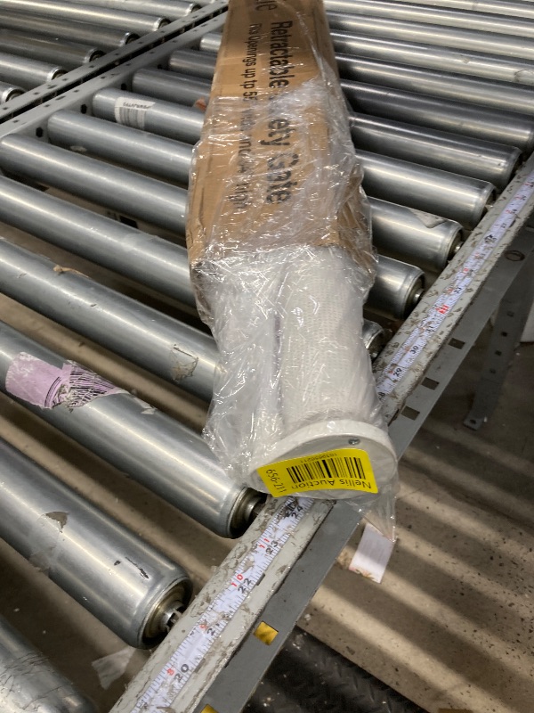 Photo 1 of ****MISSING PARTS****Ophanie Retractable Baby Safety Gate,Mesh Pet Gate 33" Tall, Extends to 55" Wide, Indoor & Outdoor Gates for Stair, White ***(BOX RIPPED/TORN)*** 

