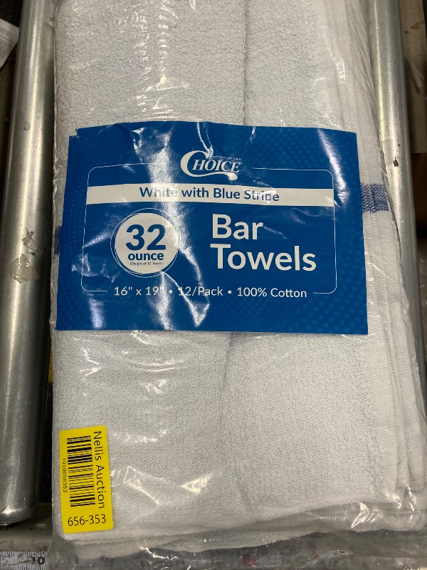 Photo 1 of Blue Stripe Bar Towels, 12 Pack, 32 Oz/Dz, 16x19 Inch, Restaurant Kitchen Towels, Reusable Cleaning Towels, Cotton Bar Mop Terry Towels Commercial Grade(Set of 12, Blue Stripe Towels)