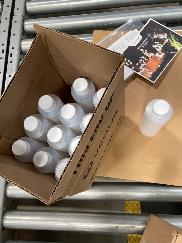 Photo 1 of 12-Pack Bulk Empty Plastic Juice Bottles Reusable Water Bottles to work great as Sensory Bottles and Smoothie Bottles with Black Lids Great for Sensory Crafts and Calming Bottles    ***(ORIGINAL STOCK PHOTOI NOT AVAILABLE)***