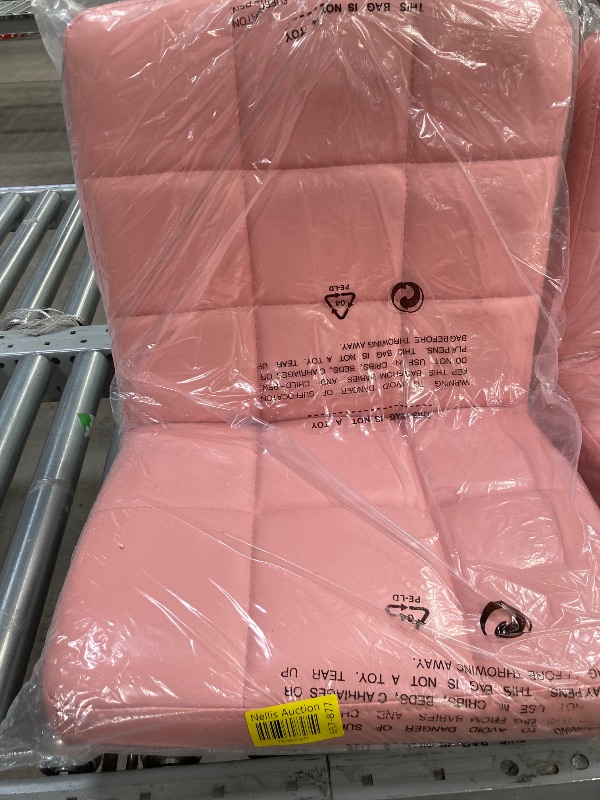 Photo 1 of +++NO COMPLETE++JUMMICO Desk Chair Modern Office Chair with Wheels Vanity Chair PU Leather Mid-Back Rolling Chair Cute Chair for Office, Teen, and Bedroom Desks (Pink)