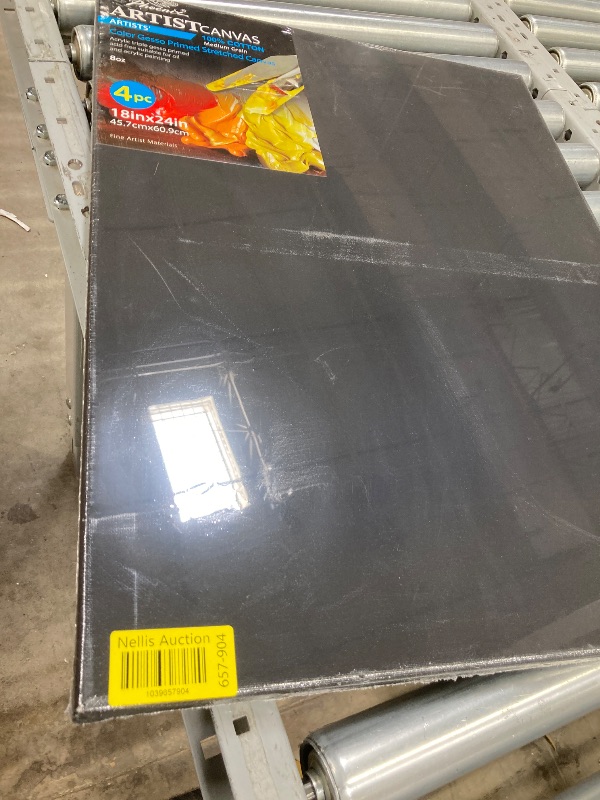 Photo 1 of ***1 CANVAS** PHOENIX Large Black Stretched Canvas, 18x24 Inch/4 Pack - 3/4 Inch Profile, 8 Oz Gesso Primed 100% Cotton Blank Black Canvases for Acrylic, Oil Painting & Crafts