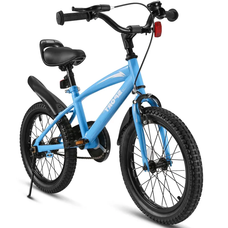 Photo 1 of 16 Inch Kids Bike Girls and Boys Blue Kid Bicycle with Kickstand & Training Wheels
