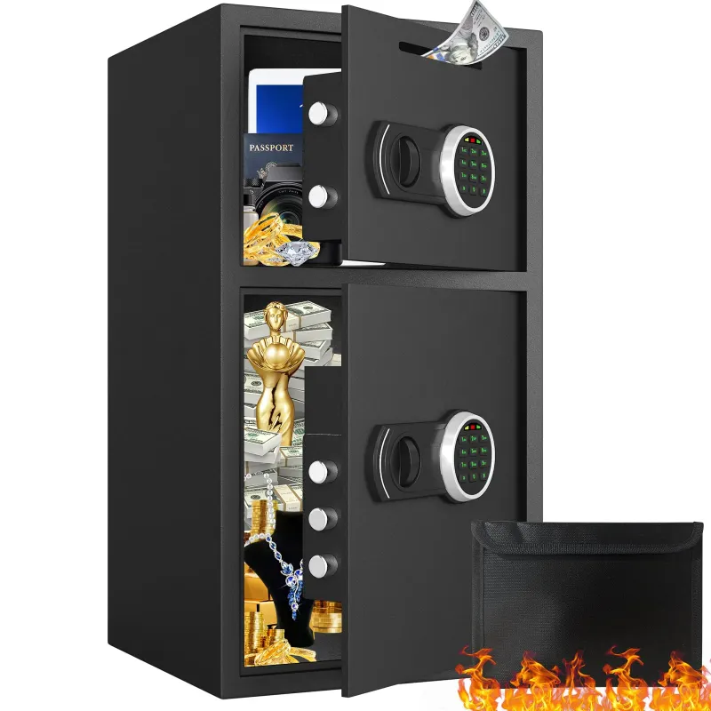 Photo 1 of 6.0 Cu ft Extra Large Home Safe Box with Fireproof Waterproof Bag, Digital Home Safe Box with Deposit Slot & Metal Storage Box, Soft Lining Money Safe with Backlit Keypad & Dual Alarm for Home
