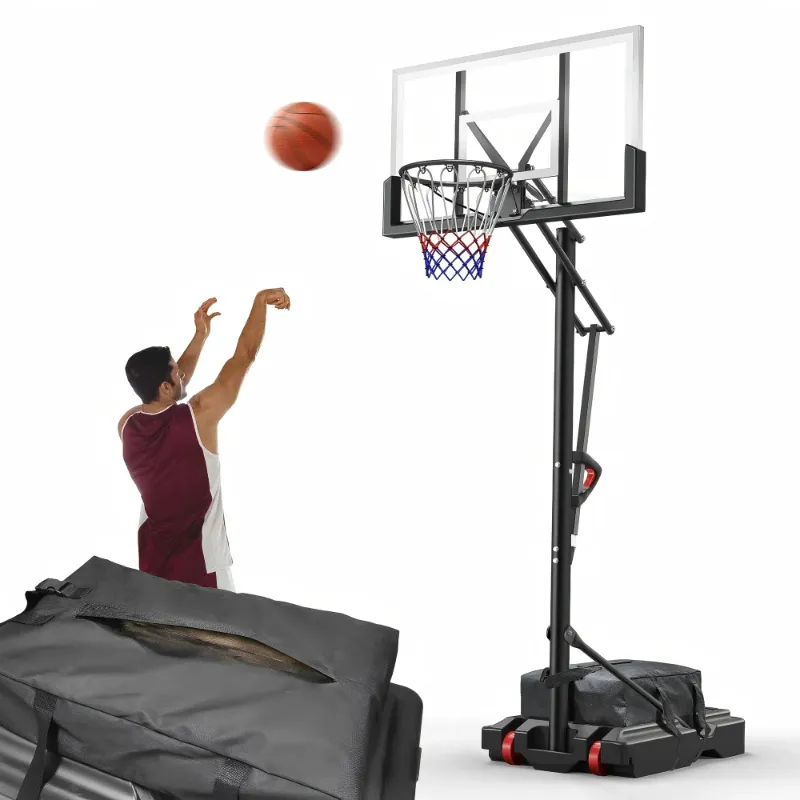 Photo 1 of ++it's broken+++VIRNAZ 44 in. Portable Basketball Hoop & Goal with Quickly Height Adjusted 7.6 - 10 ft. for Outdoor Indoor Court
