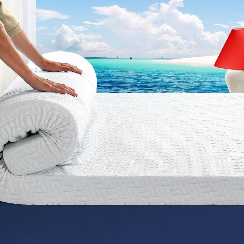 Photo 1 of 3 Inch Memory Foam Mattress Topper Queen Size for Pressure Relief, Gel Bed Topper Pad with Bamboo Cover, Soft & Breathable
