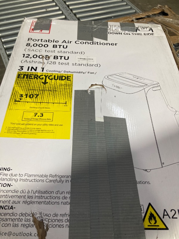 Photo 1 of 12,000 BTU Portable Air Conditioner Cools Up to 500 Sq.Ft, 3-IN-1 Energy Efficient Portable AC Unit with Remote Control & Installation Kits for Large Room, Campervan, Office, Temporary Space