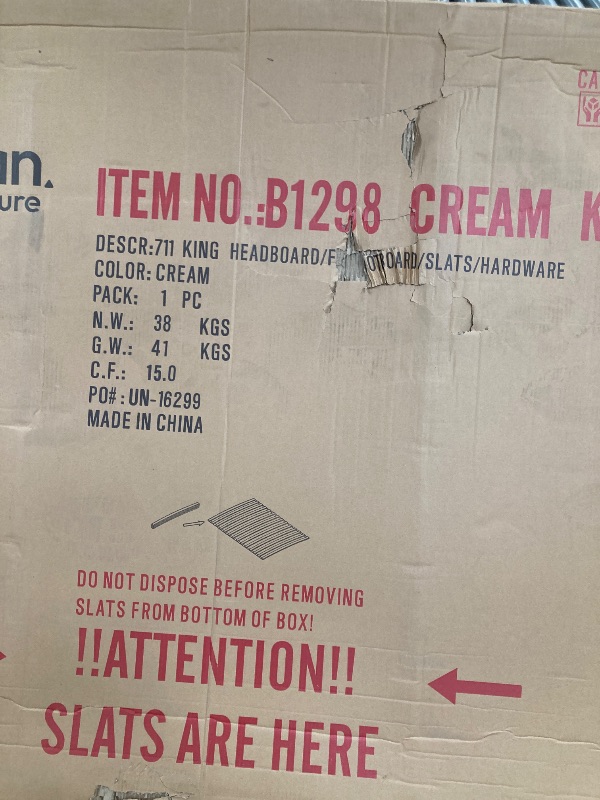 Photo 1 of meridian furniture 711 cream king bed fram / footboard / slats / hardware