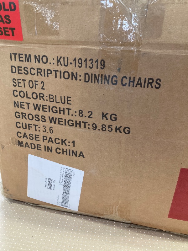 Photo 1 of ***NO LEGS FOR CHAIRS***CangLong Dining Kitchen Velvet Cushion Seat, Upholstered Back and Metal Legs, Modern Mid Century Living Room Side Chairs, Set of 2, Blue