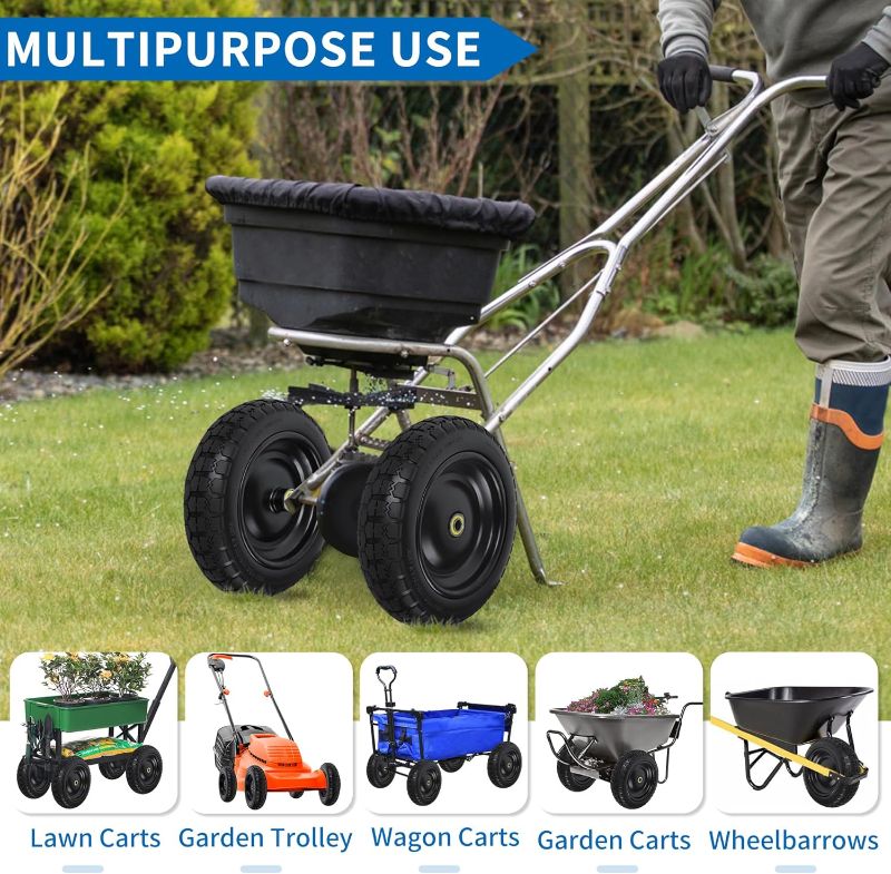 Photo 1 of 13 Inch Flat Free Wheels Tires for Wheelbarrow, Garden Wagon, Hand Truck, Trolley, Lawn Mower, 4 Pack