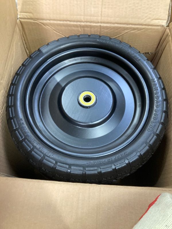 Photo 1 of 13 Inch Flat Free Wheels Tires for Wheelbarrow, Garden Wagon, Hand Truck, Trolley, Lawn Mower, 4 Pack