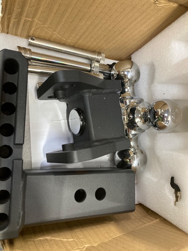 Photo 1 of Adjustable Trailer Hitch Ball Mount with Hook, Tri-Ball (1-7/8" x 2" x 2-5/16") Drop Hitch,6 Inch Drop Hitch, Fits 2-Inch Receiver 18500 LBS GTW,Anti-Theft Pins Locks,Tow Hitch for Heavy Duty Truck