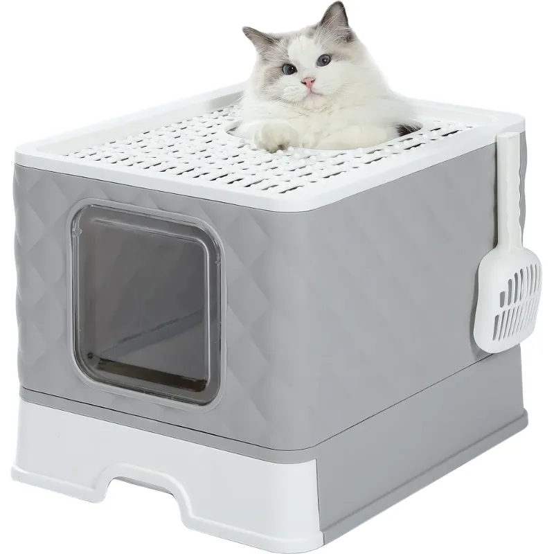 Photo 1 of ***MISSING PARTS**PAWZ Road Enclosed Cat Litter Box Large with Lid Drawer Type Easy to Clean,Gray
