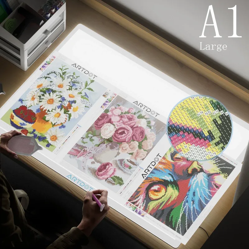 Photo 1 of ARTDOT Diamond Painting Light Pad Large A1 USB Powered Adjustable Brightness with Diamond Art Accessories and Tools for Drawing Tracing
