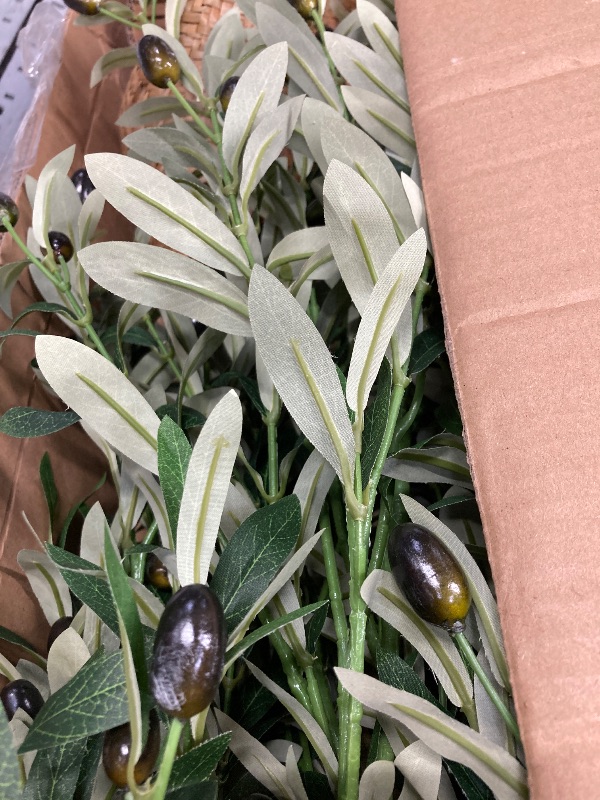 Photo 1 of Artificial Olive Tree 10 Feet Fake Olive Plant and Handmade Seagrass Basket, Perfect Tall Faux Topiary Silk Tree for Indoor Entryway Decor Home Office Gift
