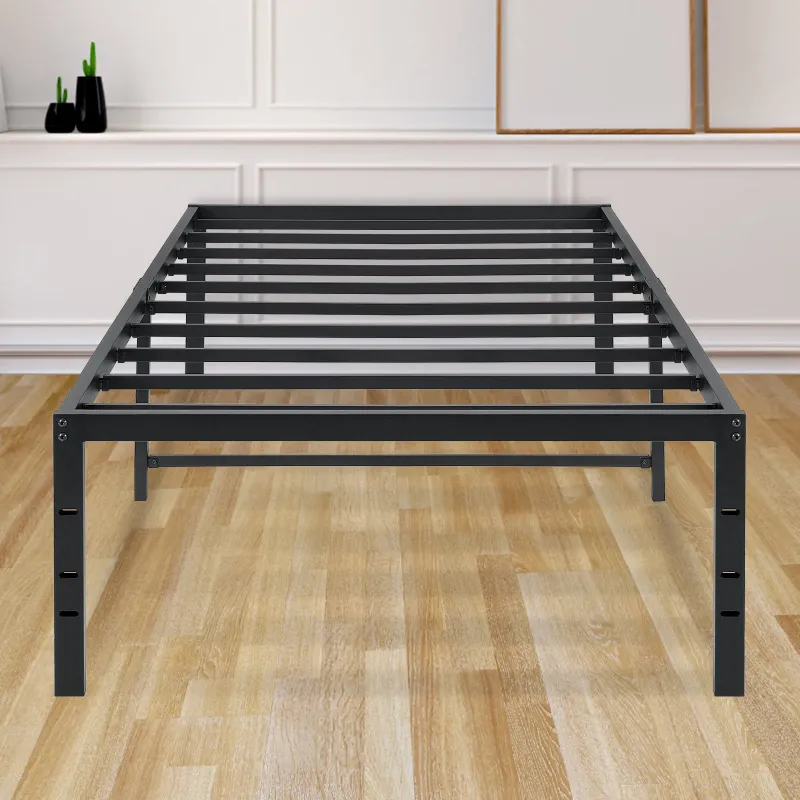Photo 1 of  Twin Size Metal Bed Frame 18 Inch Heavy Duty Slat Support Platform Bed Frame Twin No Box Spring Needed Easy Assembly 600lbs Load Capacity Mattress Foundation, White