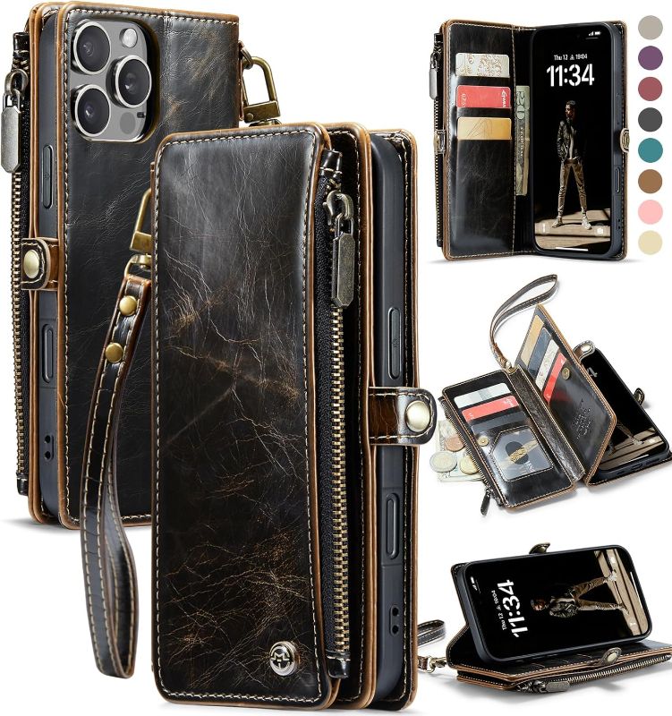 Photo 1 of 
Defencase Compatible with iPhone 16 Pro Max Case Wallet with RFID Blocking Card Holder for Woman Men, PU Leather Magnetic Snap Flip Zipper Strap Wallet...