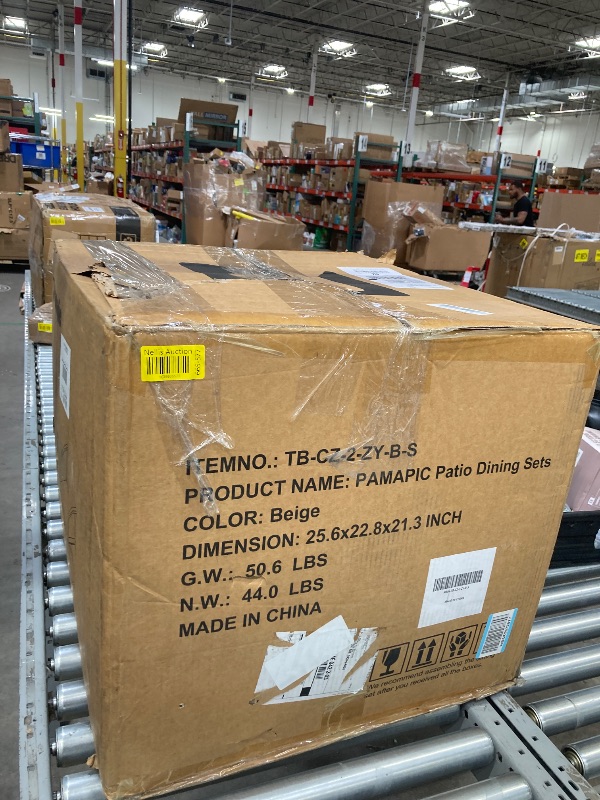 Photo 1 of ***ONLY TWO CHAIRS FROM THE SET******Pamapic 5 Piece Patio Dining Set for 4,Wicker Outdoor Furniture Set for Backyard Garden Deck Poolside with Square Plastic-Wood Table Top,4 Cushions Swivel Rocker Chairs,Removable Cushions(Beige)