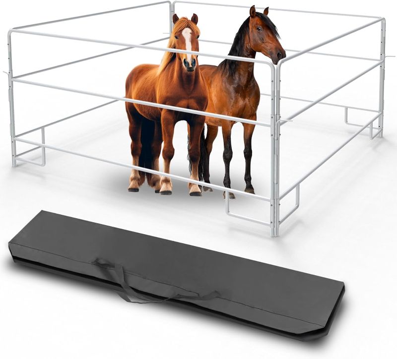 Photo 1 of ***MISSING PARTS/INCOMPLETE SET**STEELAID Portable Horse Pen -10'x10' Metal Corral -Easy Assembly Livestock Fencing for Horses & Ponies Use as Individual Pens or Paddocks Perimeter Closure for Riding &Traveling Safe for Animals